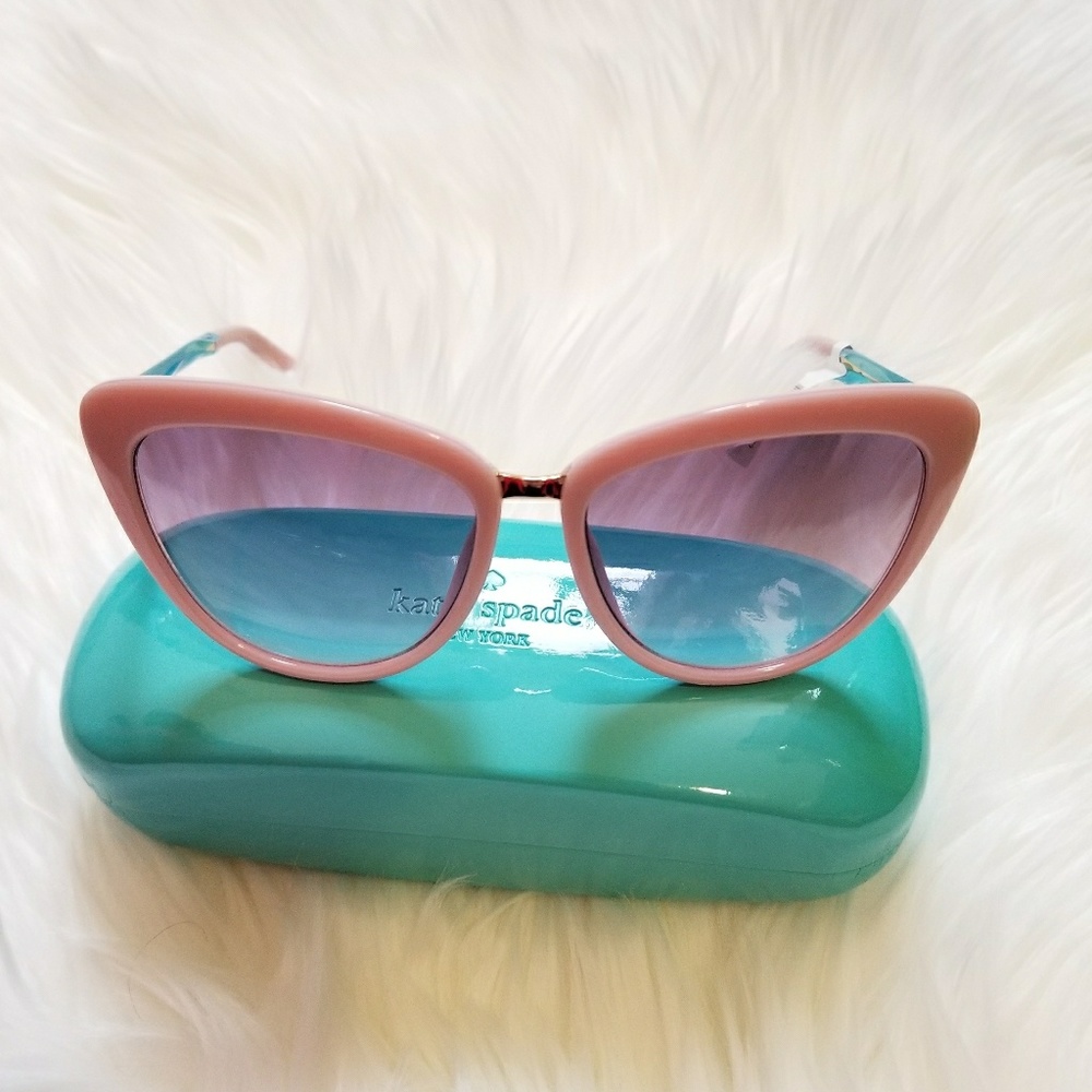 NWT Kate Spade Cissy Cat Pink Gold Sunglasses - Picture 2 of 8